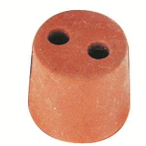 Rubber Stopper, Two Holes, 29mm Base x 34mm Top x 34mm Height, 10/Pack Pack