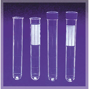 Aptaca Cylindrical Test Tube with Label, 10ml, 16mm Diameter x 100mm, Graduated with Rim, Polystyrene, 250/Bag Bag