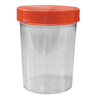 Aptaca Specimen Sample Container, Urine Jar, 200ml, with Red Lid, Sterile, Individually Wrapped, Polystyrene, Each Each