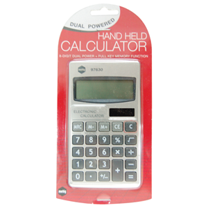 Marbig Hand Held Calculator, 8 Digits, Dual Power, Silver, Each Each
