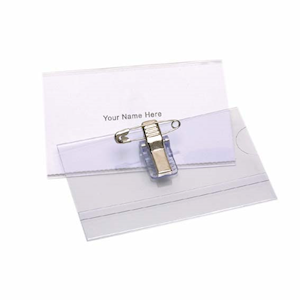 Rexel Convetion Card Holder, With Pin and Clip, Clear, Each Each