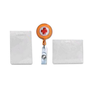 Access Card Holder with Clip And Nylon Retractable Cord, Orange, Each Each