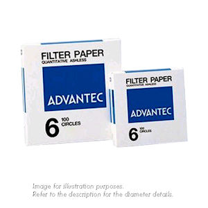 Advantec Filter Paper Quantitative No. 6, Ashless, Circles, Medium/Fine Speed, No.6, Diameter: 240mm, Retention: 2-10um, Thickness: 0.18mm, 100 Pieces/Pack Box