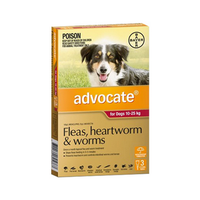 Advocate Flea & Worm Control for Dogs 10 to 25 kilo grams, 3 x 2.5 milliliters/Pack, Colour Red Pack