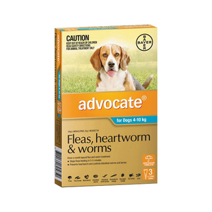 Advocate Flea & Worm Control for Dogs 4 to 10 kilo grams, 3 x 1.0 milliliter/Pack, Colour Aqua Marine Pack