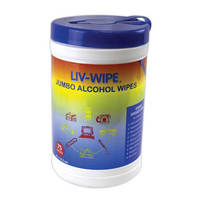BULK BUY DISCOUNT, Liv-Wipe Antibacterial Alcohol Wipes, 70pct Isopropyl Alcohol Sanitiser, 42 x 14.5cm, Jumbo, 75/Tub, 120 TUBS DEAL Each