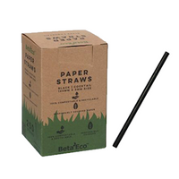 Anchor Packaging BetaEco Cocktail Paper Straw, 5mm x 120mm, Black, 2500 Pieces/Carton Carton