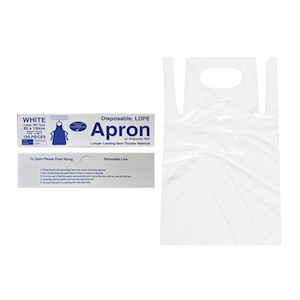 Livingstone Disposable Apron, 85 x 130cm, Recyclable LDPE, Bib Type, Perforated, White, 100/Roll Roll