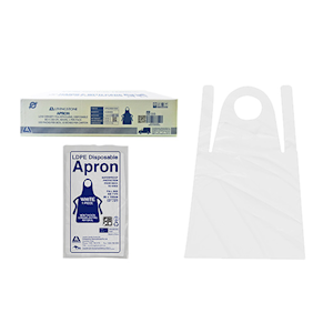 Livingstone Disposable Apron, 85 x 150cm, Recyclable LDPE, Bib Type, Single Pack, White, 100/Box Box