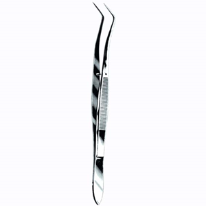 Adler Meriam Dental Tweezers Forceps, 16cm, Angled with Pin and Serrated, Stainless Steel, Each Each