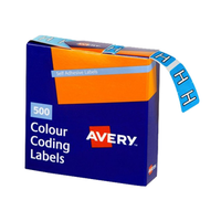 Avery Side Tab Colour Coding Label, 'H', 25 x 38mm, Blue, 500 Labels/Roll Box