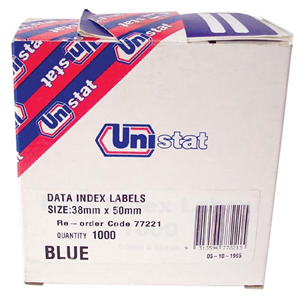 DATA INDEX LABELS 50X38MM BLUE 1000/BX Box