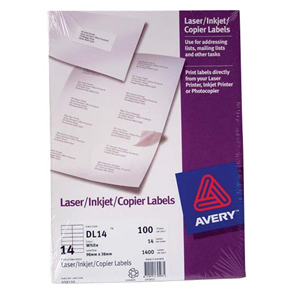 Avery Cop/las. Labels A4 Dl8 105x74mm 100/bx Box