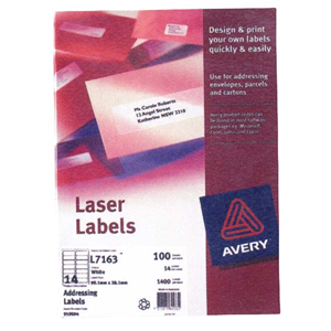 Avery Laser Address Labels, L7169, 4UP, 99.1 x 139mm, White, 100 Sheets/Pack Box