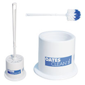 Oates Handy Toilet Brush Set, Soft Grip, White, Each Each