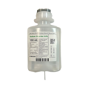 B.Braun Ecoflac Plus Sodium Chloride 0.9pct Intravenous Solution, 100mL Bottle 20 Pieces/Carton