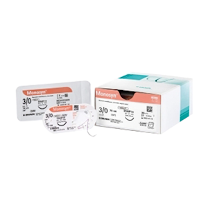 B.Braun Monosyn Suture, Size 3-0, Length 18 inches, 3/8 Reverse Cutting Needle, 19mm Needle, 36 Pieces/Box Box