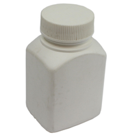 Tablet Bottle, 100ml, Wide Mouth, Rectangle White Cap, Recyclable Plastic , Each Each