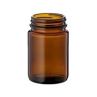 Glass Jar, Cosmetic Jar, 125mL, 48mm 400 Screw Neck Finish, Round, Amber, Loose Each