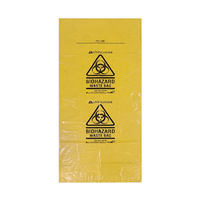 Livingstone Biohazard Waste Bag, 50 x 120cm, 120 Litres, 50 Microns, Opened Diameter: 31.85cm, LDPE, Yellow, 25 Pieces/Pack, 100/Carton Carton