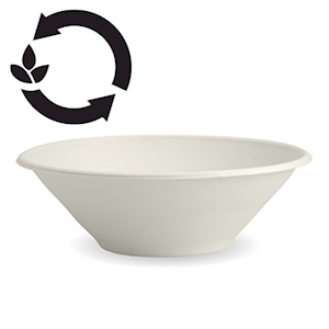 Livingstone Biodegradable Sugarcane Bowl, 946ml or 32oz, 196mm Diameter, 65mm Depth, White, 50 Pieces/Bag, 400 Pieces/Carton
