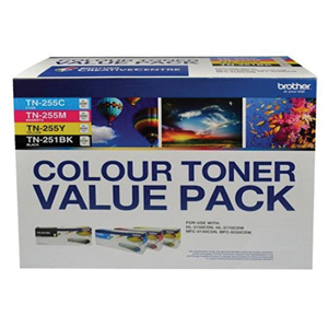 Brother Ink 9335CDW (TN-251 Black & TN-255 Cyan, Magenta, Yellow), 4 Pack. Pack