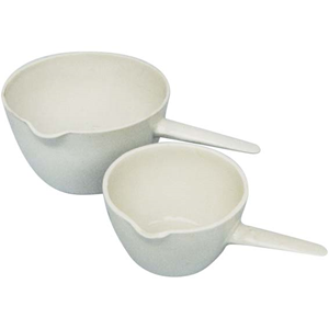 Livingstone Evaporating Dish, 125ml, 86 Diameter x 46 Height mm, Round Bottom with Spout and Handle, Porcelain, Each