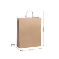 Livingstone Paper Carry Bags, A4, 350(L) x 260(W) mm, Brown, 50 Pieces/Pack Pack