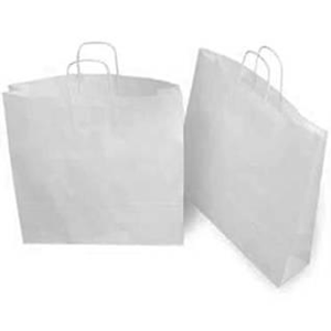 Livingstone Paper Carry Bags, 420(L) x 310(W) + 110 (Gusset) mm, Biodegradable, Medium, White, 250 Pieces/Carton Carton