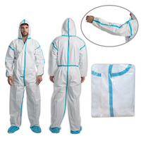Safeplus Coveralls Protective Suit with Hood, Type 4, 5 6, 63gsm, Medium, White, Microporous, Disposable 1/Pack, 10 Packs/Carton Carton