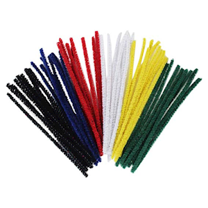 Jasart Pipe Cleaners, Cotton, 6mm Diameter x 15cm Long, Assorted Colour, 200/Pack Bag