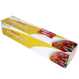 Universal Plastic Cling Wrap in Dispenser Compact Box, 45cm x 600m, 10 Microns, PVC & BPA Free, Non-Toxic, Each Roll Each