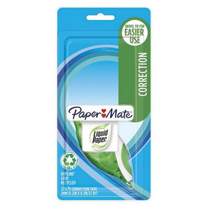PaperMate Liquid Paper Dryline Grip Correction Tape, 5mm x 8.5m, Green, Each Each