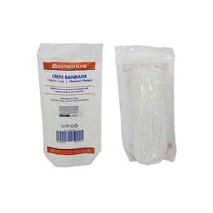 Livingstone Crepe Bandage without Clips, 15cm x 1.6m, Medium Weight, All Cotton, Sterile, 50 Pieces/Carton (Expiry: 31/05/2026)
