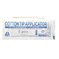 Out of Date, Discounted, Livingstone Cotton Tip Applicator Swab, 7.5cm, Single Tip, Biodegradable Wooden Stem, Sterile, 5/Pk, 1000/Ctn Carton