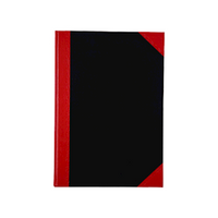 Cumberland Hard Cover Casebound Notebook with Red Corners, A4, 200 Pages, Feint Ruled, Red and Black, Each Each