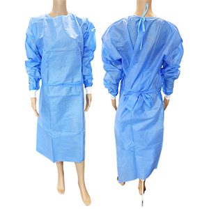CoShield Isolation Gown with Tie, 30GSM, Knitted Cuff, 100pct Polypropylene SMS, 2XL to 3XL, Blue, 10 Pcs/Bag, 100 Bags/Carton Carton