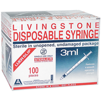 Out of Date Liv Syringe, 3ml Luer Slip Tip, LatexFree, Hypoallergenic, 100/Box, Original Unopened , Price Discounted, Limited Stock Box