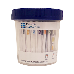Onsite Eco 6 Urine Drug Test Cup, MET/AMP/COC/THC/OPI/BZO + adulterants pH-CR-SG, 1 Test/Box Box