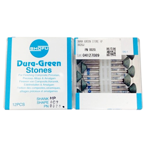 Shofu Dura Green Stones, Shank HP, Shape KN4, No 0026, 12/Pack