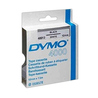 DYMO TAPE 4000 12MMX7.5M BLK ON WHITE EACH Each