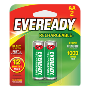 Eveready Battery, AA, Rechargeable, 2/Pack Pack