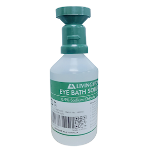 Livingstone Eye Bath Solution, 0.9pct Sodium Chloride, Sterile, 500mL, Each Each