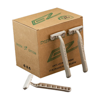 EZ Eco-Friendly Disposable Razor, Biodegradable, with Wheat Straw Cap, 50 Pieces/Box Box