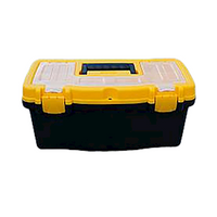 Livingstone Recyclable Plastic Tool Box 16 Inches with 6 Compartments, Yellow and Black, Each Each