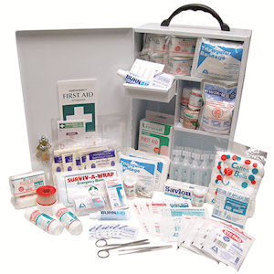 Liv First Aid Kit,Class A,Complete Set in Metal Case,1-100 people,Meets Workplace Health & Safety Regulation+FA Resuscitation Pamphlet Each