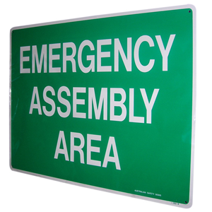 Printed Sign 'Emergency Assembly Area', 450 x 600 mm, Metal, Each Each