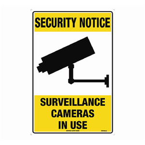 Printed Sign "Security Notice, This Area is Under 24 Hour Surveillance", 450 x 300mm, Recyclable Polypropylene, Each Each