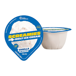 Flavour Creations Screamies No-Melt Ice Cream, Vanilla, 120g, 36/Pack Pack