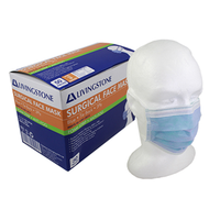Livingstone Face Mask, 4-Ply, Level 3, Tie-Back, Anti-Fog, Foam Strip, Indigo, No Fibreglass, AS 4381:2015, TGA 388452, 50 Pieces/Box Box
